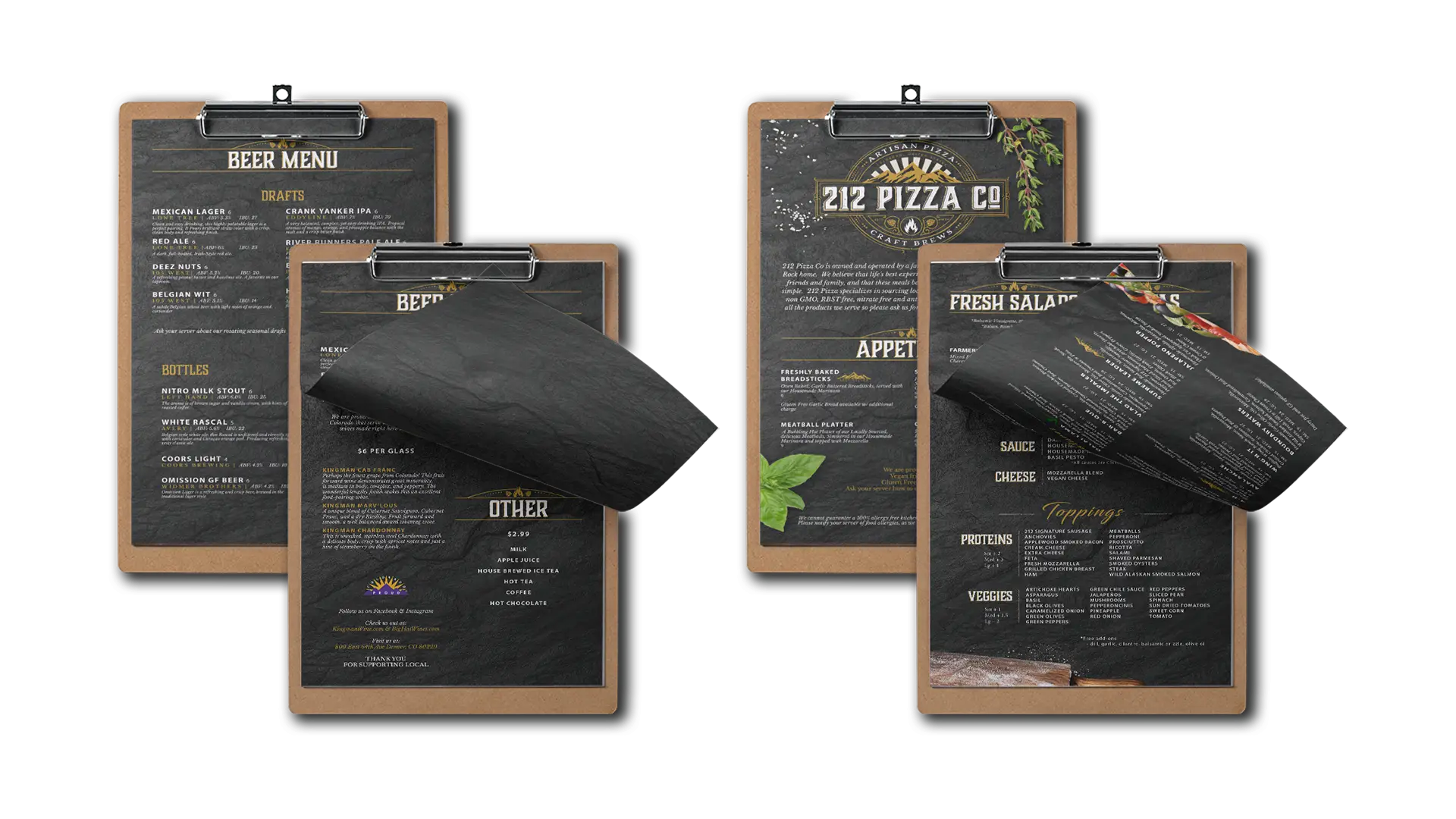212 Pizza Menus